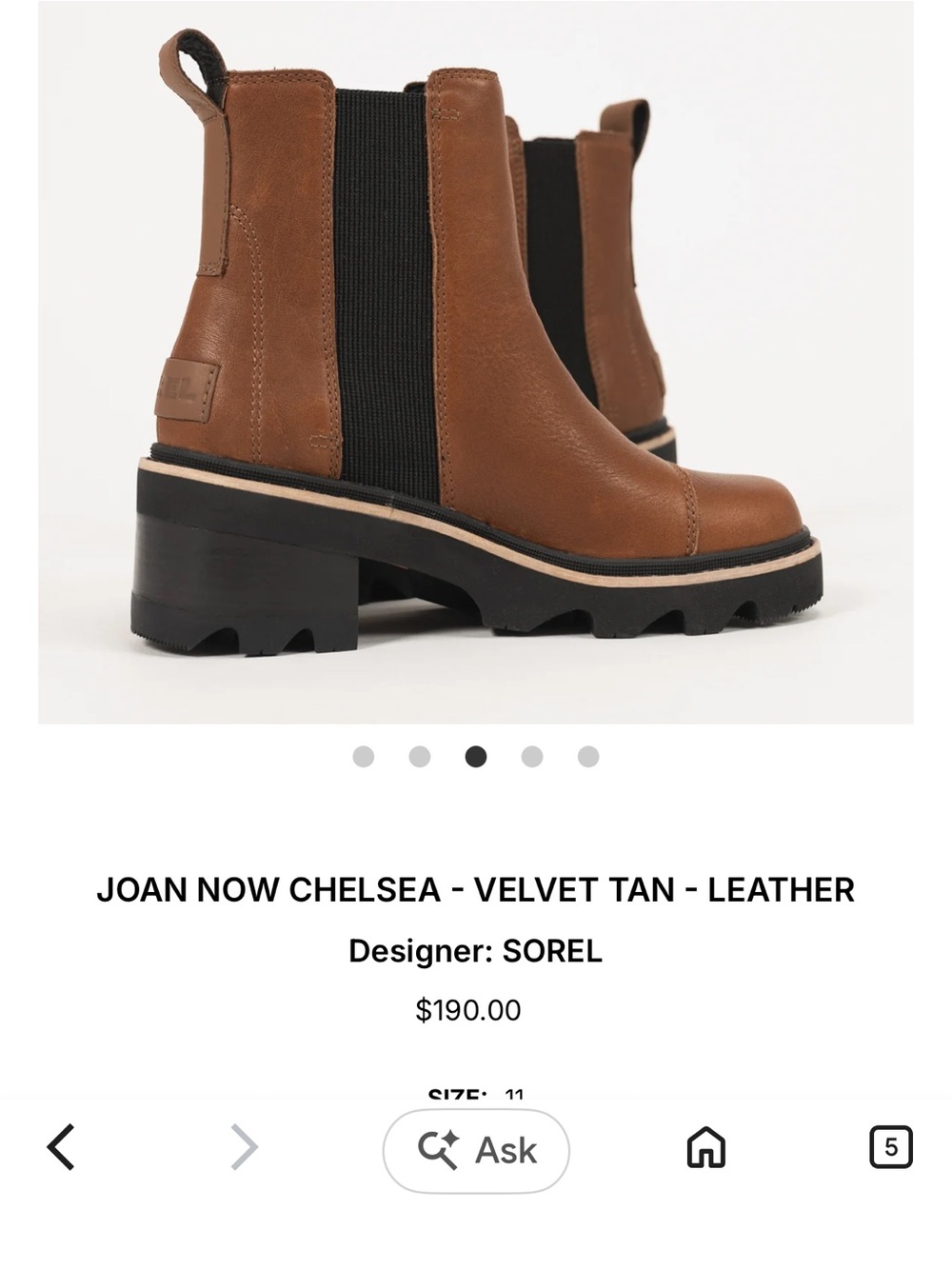 Sorel Velvet Tan Chelsea Lug Ankle Boots
